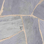 Flagstones Kandla Grey, ca. 25-40 mm dik horizontaal verpakt, ca. 4-7 stuks per m2.