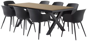 Alicante tuinset in zwart aluminium en polywood tafelblad met 8 Almeria tuinstoelen