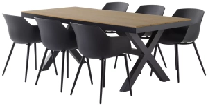 Alicante tuinset aluminium en polywood tafelblad met 6 Almeria tuinstoelen