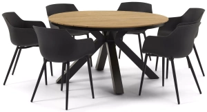 Maranello tuinset aluminium en polywood tafelblad met 6 Paco tuinstoelen