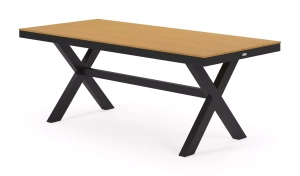 Alicante tuintafel rechthoekig in zwart aluminium en polywood - L 200 x B  89 x H 75 cm - 43959