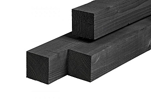Douglas paal ongedroogd, fijnbezaagd, zwart geïmpregneerd 9,0 x 9,0 x 300 cm