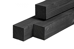Douglas paal ongedroogd, fijnbezaagd, zwart geïmpregneerd 15,0 x 15,0 x 500 cm