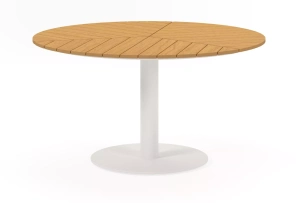 Bari tuintafel rond in wit aluminium en polywood - Dia. 140 x H 74 cm