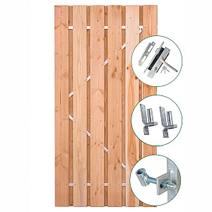 Tuindeur Privacy Douglas met RVS inbouwslotset 90 x 195 cm