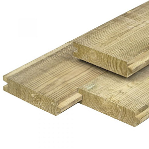 Damwand grenen groen geïmpregneerd 4,0 x 17,0 x 300 cm
