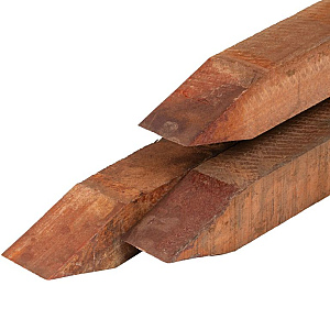 Hardhout paal 7,0 x 7,0 x 275 cm fijnbezaagd, gepunt - duurzaamheidsklasse 1