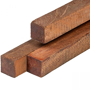 Hardhout paal 6,0 x 6,0 x 400 cm fijnbezaagd, ongepunt - duurzaamheidsklasse 1