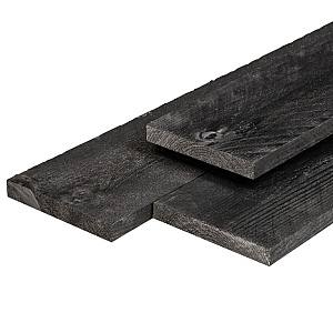 Douglas kantplank ongedroogd, zwart geïmpregneerd, fijnbezaagd 1,6 x 14,0 x 400 cm