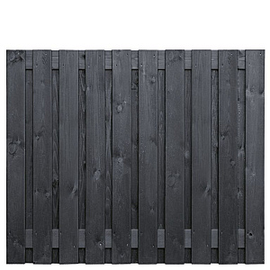 Tuinscherm grenen zwart gespoten, 21-planks (19 + 2) Stuttgart 150 x 180 cm