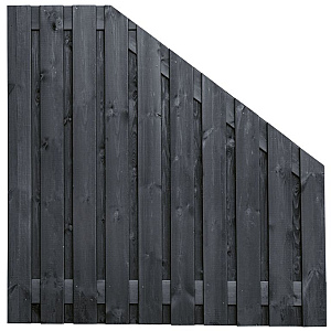 Tuinscherm grenen zwart gespoten, 21-planks (19 + 2) Stuttgart 180/90 x 180 cm verloop