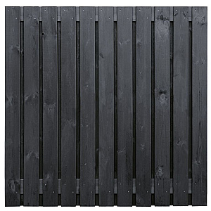 Tuinscherm grenen zwart gespoten, 23-planks (21 + 2) Dresden 180 x 180 cm