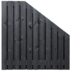 Tuinscherm grenen zwart gespoten, 23-planks (21 + 2) Dresden 180/90 x 180 cm verloop