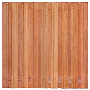 Tuinscherm hardhout kunstmatig gedroogd, 19-planks (17 + 2) Harlingen 180 x 180 cm