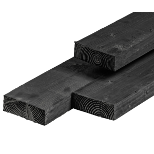 Douglas ligger ongedroogd, fijnbezaagd, zwart geïmpregneerd 6,3 x 17,5 x 500 cm