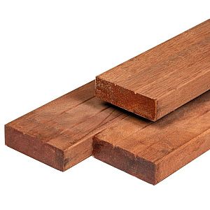 Hardhout timmerhout gedroogd, geschaafd 4rh 4,4 x 14,5 x 305 cm