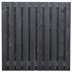 Tuinscherm grenen zwart gespoten, 21-planks (19 + 2) Stuttgart 180 x 180 cm