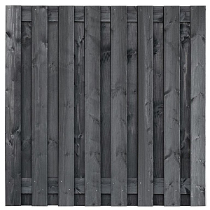 Tuinscherm grenen zwart geïmpregneerd, 17-planks (15 + 2) Dalen 180 x 180 cm