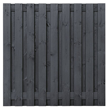 Tuinscherm grenen zwart gespoten, 19-planks (17 + 2) Koblenz 180 x 180 cm
