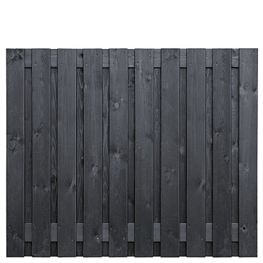 Tuinscherm grenen zwart gespoten, 21-planks (19 + 2) Stuttgart 150 x 180 cm