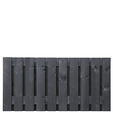 Tuinscherm grenen zwart gespoten, 21-planks (19 + 2) Stuttgart 90 x 180 cm