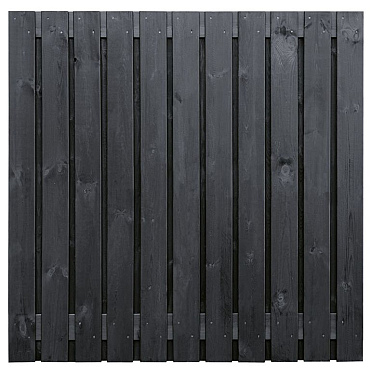 Tuinscherm grenen zwart gespoten, 23-planks (21 + 2) Dresden 180 x 180 cm