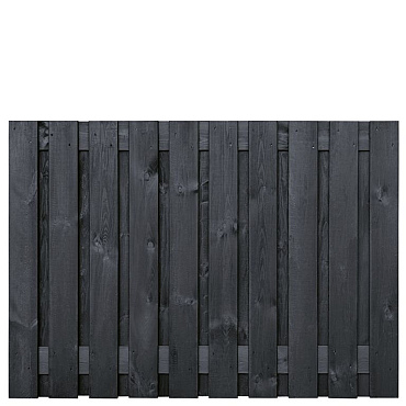 Tuinscherm grenen zwart gespoten, 23-planks (21 + 2) Dresden 130 x 180 cm