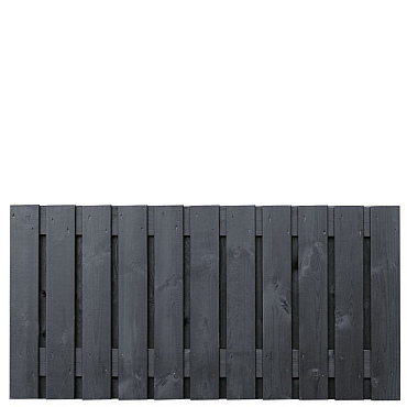 Tuinscherm grenen zwart gespoten, 23-planks (21 + 2) Dresden 90 x 180 cm