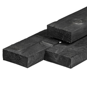 Douglas ligger ongedroogd, fijnbezaagd, zwart geïmpregneerd 5,0 x 15,0 x 500 cm