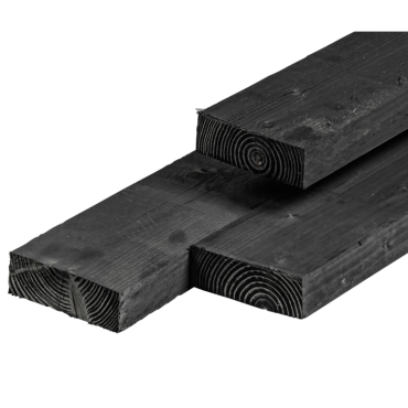 Douglas ligger ongedroogd, fijnbezaagd, zwart geïmpregneerd 6,3 x 17,5 x 500 cm