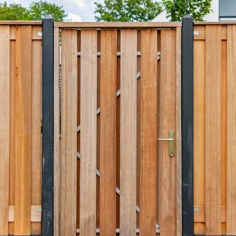 Tuindeur Privacy hardhout met RVS inbouwslotset 120 x 195 cm