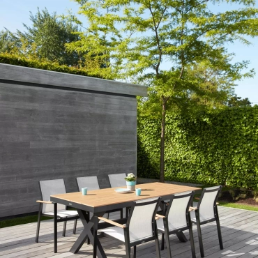 Alicante tuintafel rechthoekig in zwart aluminium en polywood - L 200 x B  89 x H 75 cm - 43959