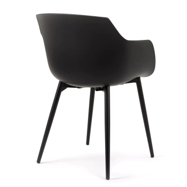 Set van 6 Almeria tuinstoelen in zwart aluminium en zwart kunststof
