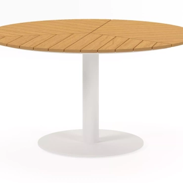 Bari tuintafel rond in wit aluminium en polywood - Dia. 140 x H 74 cm