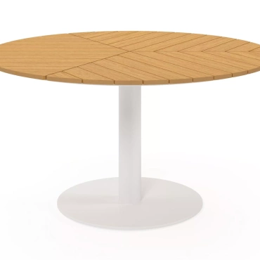 Bari tuintafel rond in wit aluminium en polywood - Dia. 140 x H 74 cm