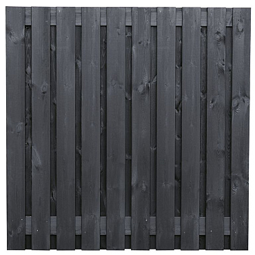 Tuinscherm grenen zwart gespoten, 21-planks (19 + 2) Stuttgart 180 x 180 cm