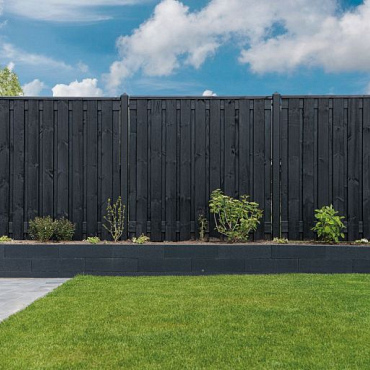 Tuinscherm grenen zwart gespoten, 21-planks (19 + 2) Stuttgart 180 x 180 cm
