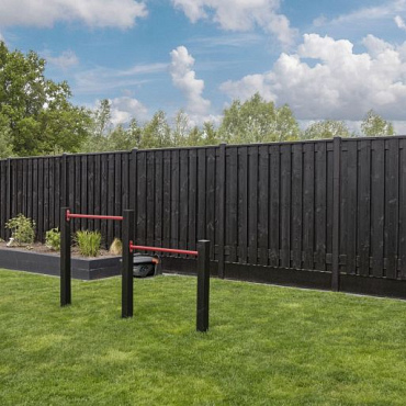 Tuinscherm grenen zwart gespoten, 21-planks (19 + 2) Stuttgart 180 x 180 cm