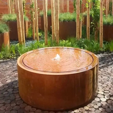 Watertafel rond Cortenstaal 120x40cm