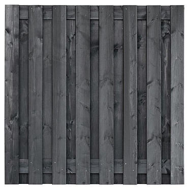 Tuinscherm grenen zwart geïmpregneerd, 17-planks (15 + 2) Dalen 180 x 180 cm