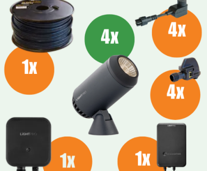 <p>Met de verlichtingspakketten van Tuinmaterialen.nl creëer je eenvoudig de perfecte verlichting voor jouw tuin, terras of oprit. Onze complete sets bevatten alles wat je nodig hebt, van energiezuinige LED-lampen tot bekabeling en transformatoren. Kies uit verschillende stijlen en lichtsterktes om jouw buitenruimte sfeervol en functioneel te verlichten. Eenvoudig te installeren en direct klaar voor gebruik!</p>
