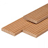 Hardhouten Bangkirai vlonderplank kunstmatig gedroogd, 1 zijde 7-groeven, 1 zijde glad 2,5 x 14,5 x 